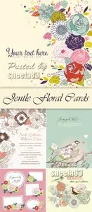 Jentle Floral Cards Vector