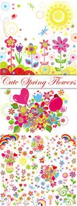 Cute Spring Flowers Vector