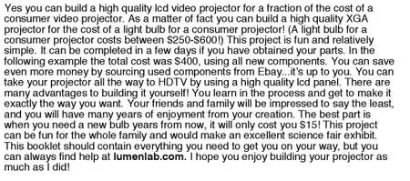 Build Your Own Home Theater Projector