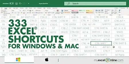 333 Excel Shortcuts for Windows and Mac