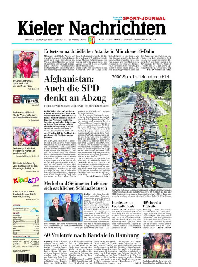 Kieler Nachrichten vom 14. September 2009