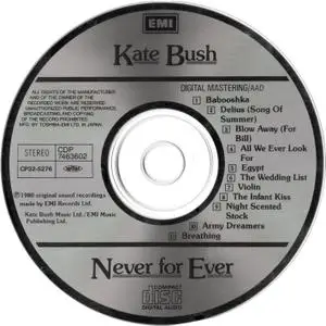 Kate Bush - Never For Ever (1980) [1987, Japan, 1st Press]