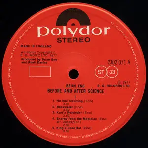 Brian Eno - Before and after Science: Fourteen Pictures (Polydor 1977) 24-bit/96kHz Vinyl Rip