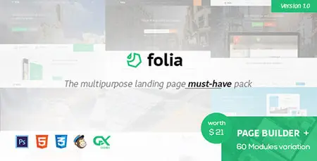 ThemeForest - Folia v1.0 - Landing Pages Pack With Page Builder 