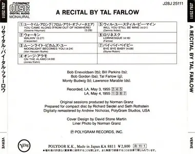 Tal Farlow - A Recital By Tal Farlow (1955)