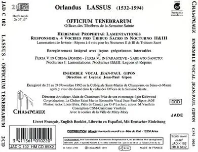 Ensemble Vocal Jean-Paul Gipon - Orlando de Lassus: Officium Tenebrarum (1994)