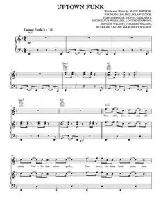 Uptown Funk (feat. Bruno Mars) - Bruno Mars, Mark Ronson (Piano-Vocal-Guitar)