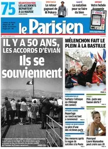 Le Parisien + Cahier Paris du Lundi 19 Mars 2012