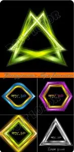 Glowing geometric shapes frame vector