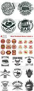 Vectors - Meat Products Retro Labels 4