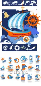 Vector - Ship and summer icons 