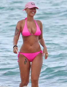 Amber Rose - Pink bikini candids in Miami