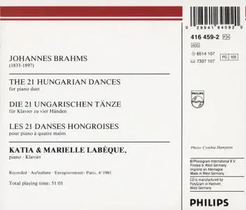 Katia & Marielle Labèque - Brahms: 21 Hungarian Dances for piano duet (1981)