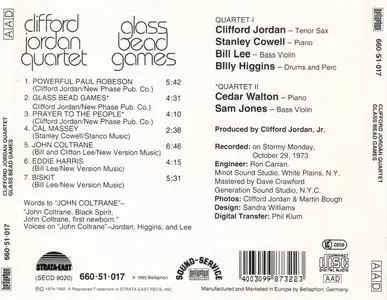 Clifford Jordan - Glass Bead Games (1973) {Strata-East--Bellaphon 660-51-017 rel 1993}