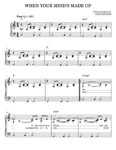 When Your Mind's Made Up - Glen Hansard, Markéta Irglová, Once Movie, The Swell Season (Easy Piano)