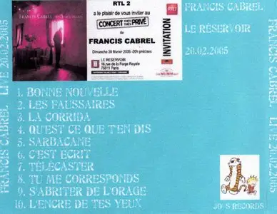 Françis CABREL : Live RTL2 (20-02-2005)