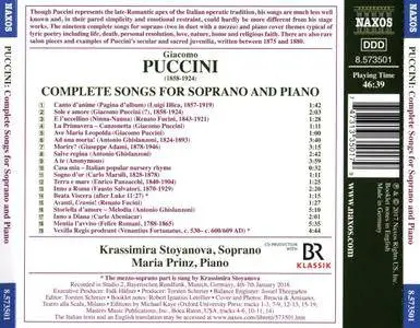 Krassimira Stoyanova, Maria Prinz - Puccini: Complete Songs for Soprano and Piano (2017)