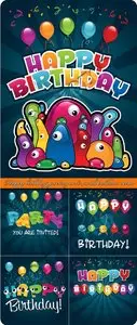 Happy birthday greeting card with balloons vector