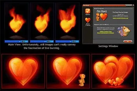 Fire Heart Desktop Gadget 2.20