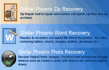 Stellar Phoenix Photo Recovery 3.0 & Word Recovery 3.0 & Zip Recovery 1.0