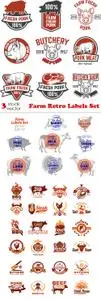Vectors - Farm Retro Labels Set