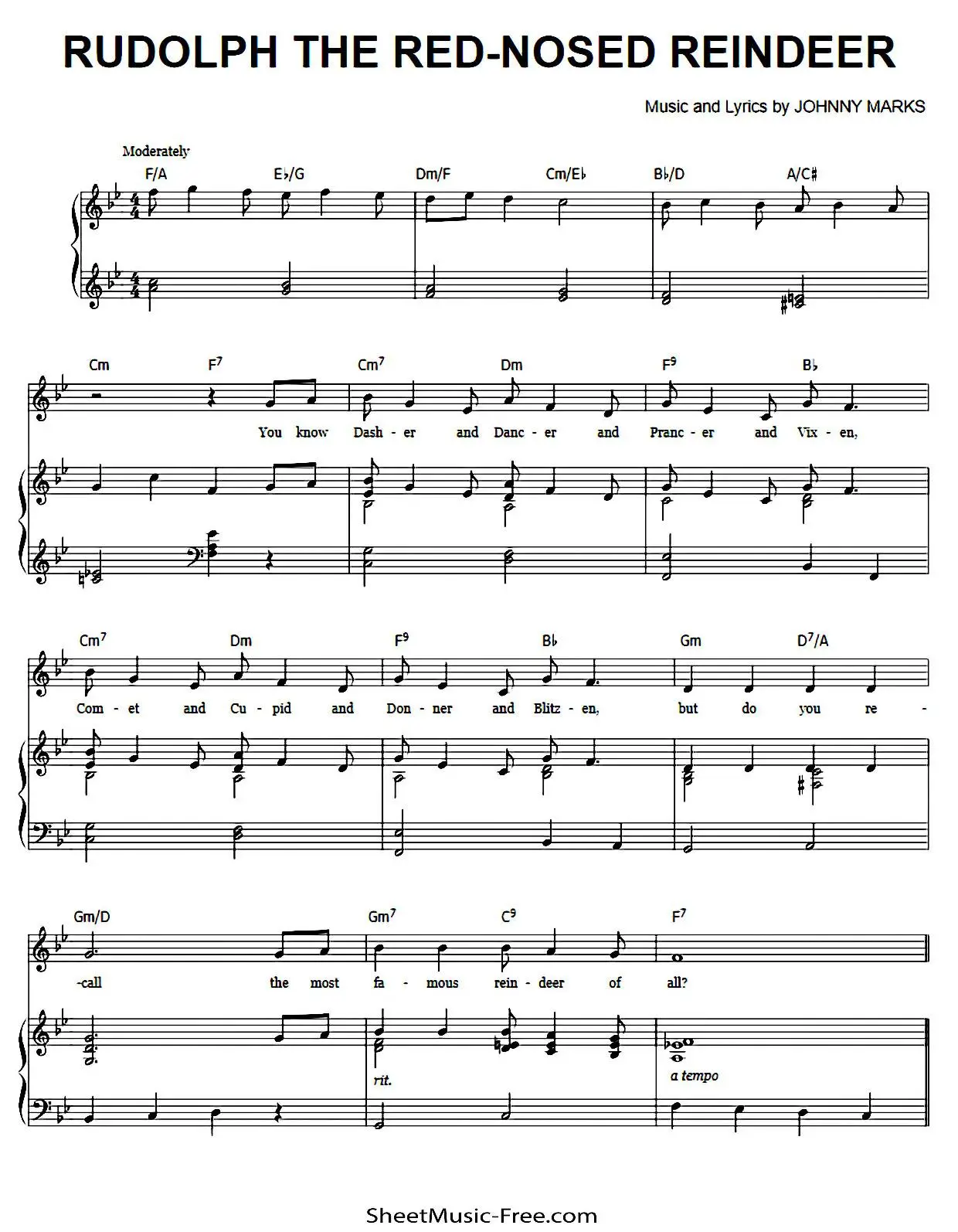 Christmas Sheet Music - Rudolph The Red-Nosed Reindeer