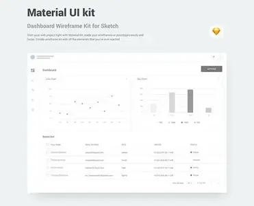 Material UI kit - Dashboard Wireframe Kit for Sketch
