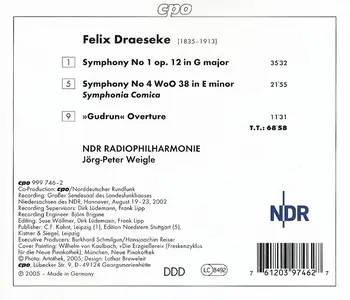 Jörg-Peter Weigle, NDR Radiophilharmonie - Felix Draeseke: Symphonies Nos. 1 & 4, Gudrun Overture (2005)