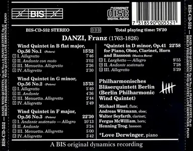 Berlin Philharmonic Wind Quintet - Franz Danzi: Wind Quintets Op. 56 Nos. 1-3, Piano Quintet Op. 41 (1992)