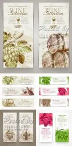 Vintage Banners with Grapes Vector