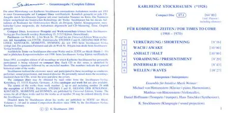 Karlheinz Stockhausen - Fur kommende Zeiten (2005) {Stockhausen-Verlag No. 17.1}