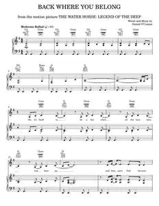 Back Where You Belong (Theme from The Water Horse) - Sinead O'Connor, The Water Horse Movie (Piano-Vocal-Guitar)