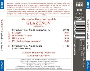 Alexander Anissimov, Moscow Symphony Orchestra - Alexander Glazunov: Orchestral Works Vol. 12: Symphonies Nos. 3 and 9 (1999)