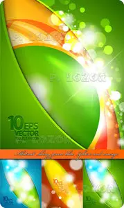 Abstract shiny green blue sphere and orange background vector