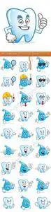 Water drop and tooth cartoon character vector