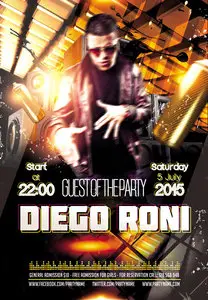 Flyer PSD Template - Guest of the party Diego Roni Facebook Cover
