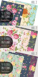 Creativemarket - 9 Floral Patterns Vol2