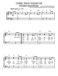 Come, Thou Fount of Every Blessing - Robert Robinson (Easy Piano)