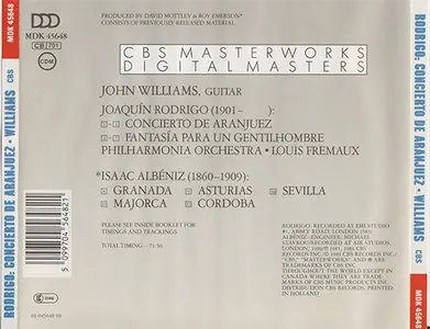 John Williams - Rodrigo: Concierto de Aranjuez / Albeniz: Granada etc (1989, CBS Masterworks # MDK 45648)