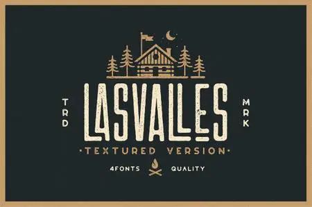 Las Valles Textured Condensed Typeface 4 Fonts