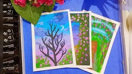 3 Easy Aesthetic Gouache Paintings