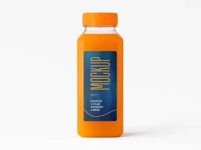Orange Juice Bottle Mockup - Citrus Drink Packaging Template 1707762395