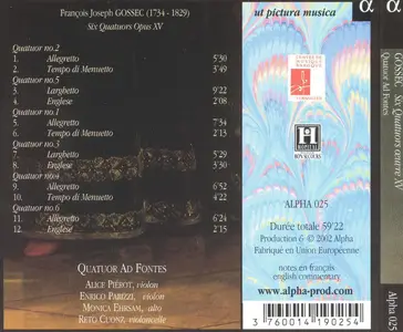 Quatuor Ad Fontes - François-Joseph Gossec: Six Quatuors œuvre XV (2002)