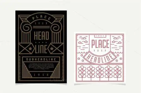 CreativeMarket - Flat line art layout design template