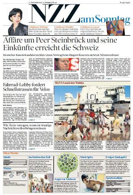Neue Zürcher Zeitung am Sonntag, 11. November 2012