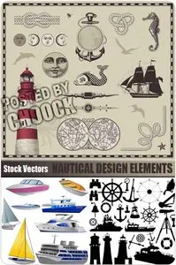 Nautical design elements - Stock Vector