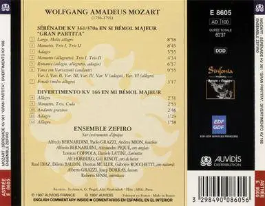 Ensemble Zefiro – Mozart: «Gran Partita» KV 361, Divertimento KV 166 (1997)