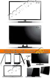 Blank display mockup smartphone and monitor vector 