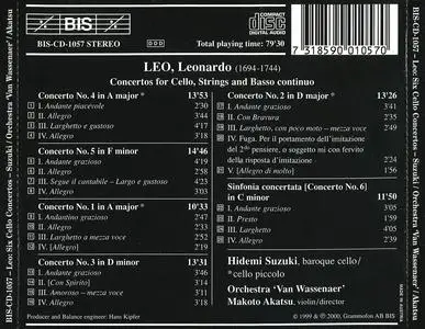 Hidemi Suzuki, Makoto Akatsu, Orchestra 'Van Wassenaer' - Leonardo Leo: Six Cello Concertos (2000)