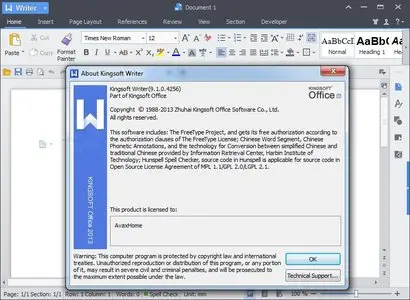 Kingsoft Office Suite Professional 2013 9.1.0.4256